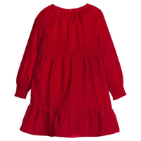 little english classic children's clothing tiered red velvet long sleeve dress for girls for holiday