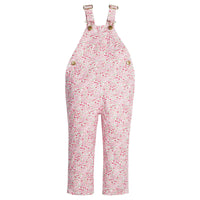 Little English classic overall for little girls. Pink and green floral twill overall for Fall