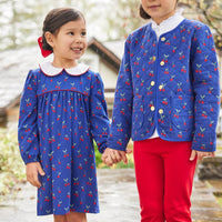 Little English girl's flared red knit leggings for fall