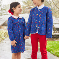 Little English girl's flared red knit leggings for fall