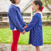 Little English girl's flared red knit leggings for fall