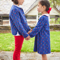 Little English girl's flared red knit leggings for fall