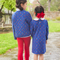 Little English girl's flared red knit leggings for fall