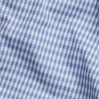 Little English Gray Blue Gingham fabric swatch closeup