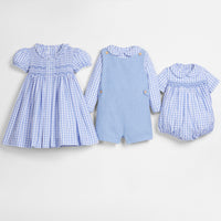 Little English classic blue plaid coordinating looks for fall