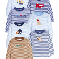 Little English boy's knit long sleeve applique tshirts in various stripes and motifs