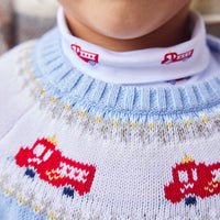 printed turtleneck with red fire trucks, Little English classic boy's turtleneck