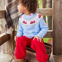 printed turtleneck with red fire trucks, Little English classic boy's turtleneck