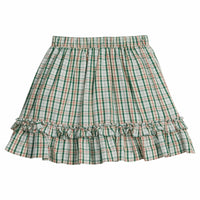 little english classic children's clothing red and green tartan ruffle skirt for girls for holiday
