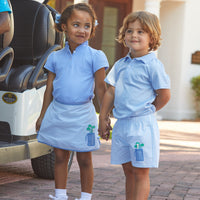 Little English classic boy's polo for spring, traditional short sleeve soft cotton polo in light blue