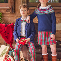 Little English traditional clothing, bow tie in highlands tartan pattern for little boy