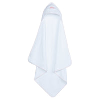 Little English terry cloth baby towel, hooded towel with embroidered pink bunny