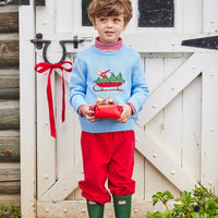 little english classic children's clothing red stripe turtleneck, soft cotton long sleeve top for fall