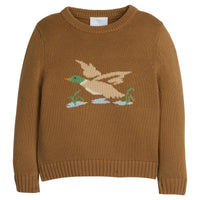 little english classic children's clothing boys chestnut brown sweater with flying mallard motif for fall
