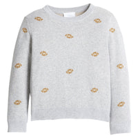little english classic children's clothing gray sweater with all over football motif for boys