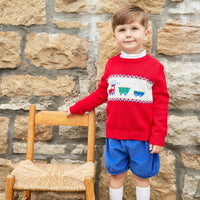 Little English traditional clothing, banded short in royal blue corduroy for little boy