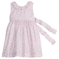 Little English traditional children's clothing. Light pink floral dress for little girls for Spring