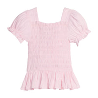 Little English classic isla top in jaipur pink with smocked details, for little girl