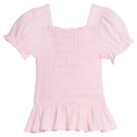 Little English classic isla top in jaipur pink with smocked details, for little girl