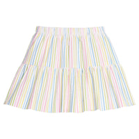 Little English traditional children's clothing. Rainbow stripe seersucker skirt for girls
