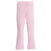 Little English girl's light pink knit leggings with flared leg