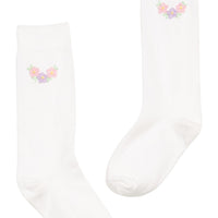 Little English classic knee high socks with pink and purple briarcliff floral motif