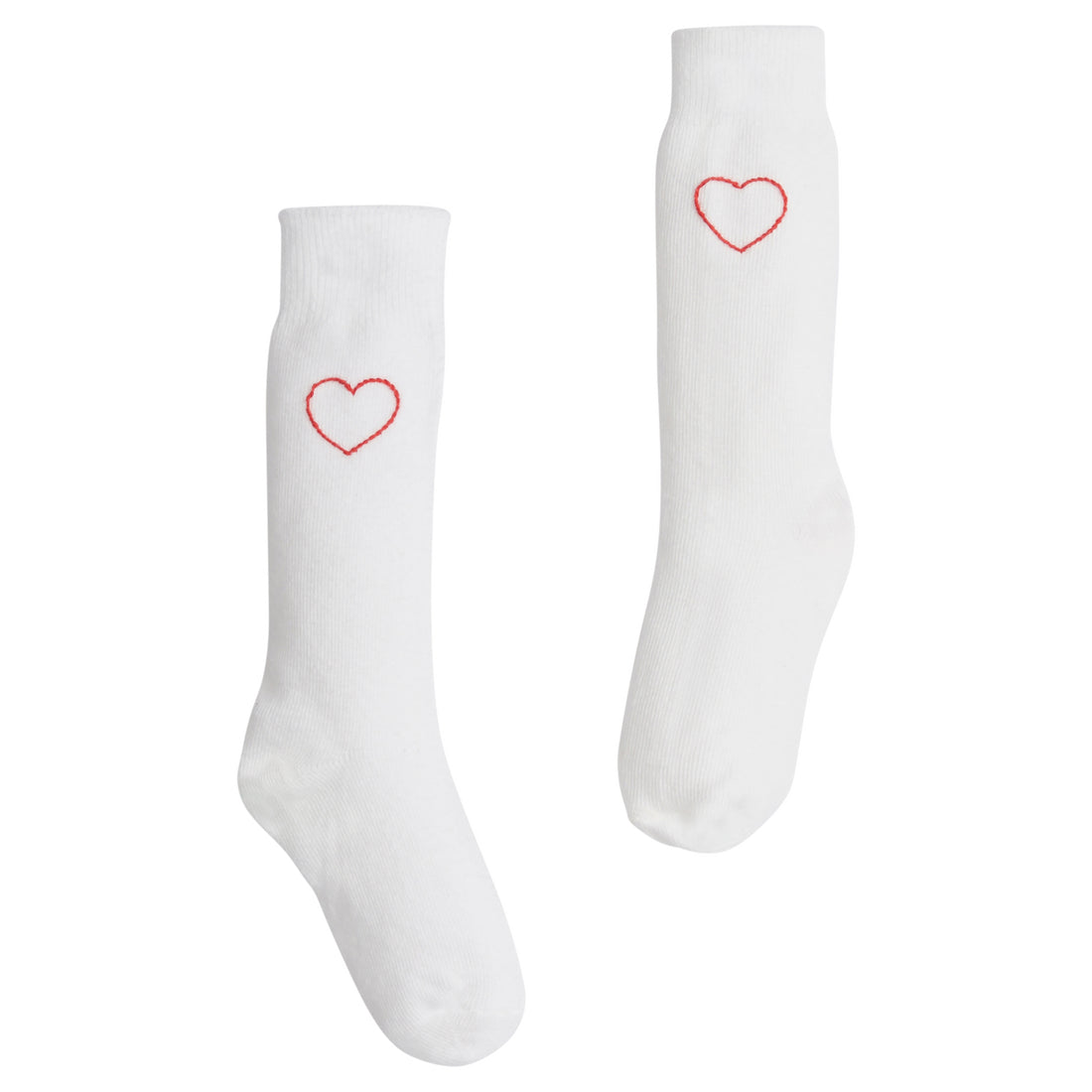 Little English classic embroidered knee high socks for Spring with red hearts for Valentine&