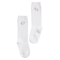 Little English classic kids clothing, white knee high socks with football embroidery for little boys