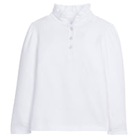 Little English traditional children's clothing. Solid white long-sleeve shirt for girls for fall