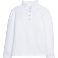 Little English traditional children's clothing. Solid white long-sleeve shirt for girls for fall