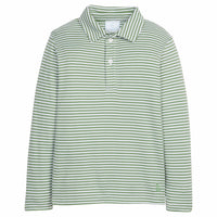 Little English classic childrens clothing boy light green and white striped long sleeve polo