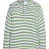 Little English classic childrens clothing boy light green and white striped long sleeve polo