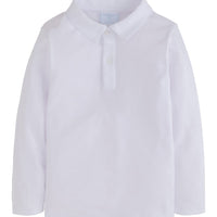 little english classic childrens clothing. Long sleeve solid white polo for boys