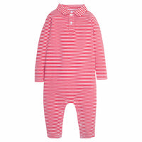 little english classic childrens clothing boys red and white striped long sleeve polo romper