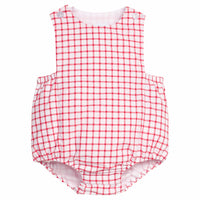 Little English traditional children's clothing. Red windowpane bubble for baby boys