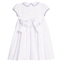 Little English classic woven maisie dress with yellow daffodil embroidery on chest and bow in back, for little girl