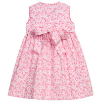 Little English traditional children's clothing. Azalea pink floral sleeveless dress for toddler girls