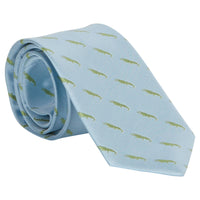 Little English traditional children's clothing. Light blue neck tie with green alligator print for boys for