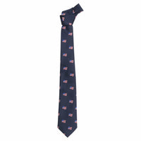 Little English traditional children's clothing. Navy blue neck tie with American flag print for boys for Spring
