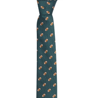 Little English traditional children's clothing. Boy's hunter green patterned neck tie with footballs for formal occasions.