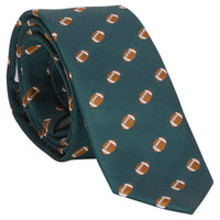 Little English traditional children's clothing. Boy's hunter green patterned neck tie with footballs for formal occasions.