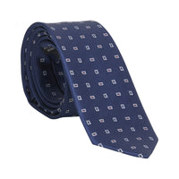 Little English traditional children's clothing. Boy's navy patterned neck tie for formal occasions.