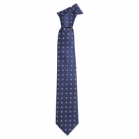 Little English traditional children's clothing. Boy's navy patterned neck tie for formal occasions.