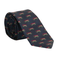 little english classic children's clothing, boys navy neck tie with all over wagoneer print