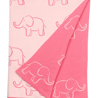 Little English classic reversible blanket with pink elephant motifs, for little girl