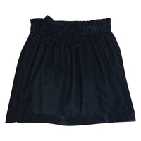 little english classic children's clothing girls navy velvet skirt with elastic waist and bow for fall