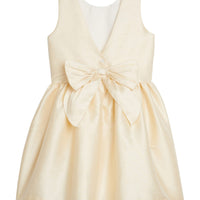 Little English traditional children's clothing, sleeveless Special Occasion Dress in champagne color with pearls around neckline for little girl