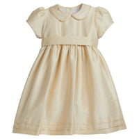 Little English traditional children's clothing, girl's champagne peter pan formal dress with sash