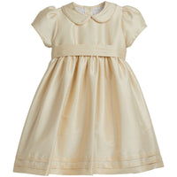 Little English traditional children's clothing, girl's champagne peter pan formal dress with sash
