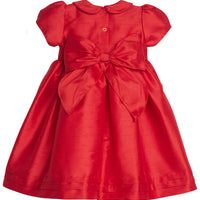 Little English traditional children's clothing, Peter Pan formal dress in red with sash around waist, for little girl